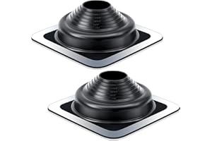 Yaocom 2 Pcs EPDM Metal Roof Pipe Flashing Pipe Flashing Boot Roof Vent Boot Roof Flashing Roofjack, Square Base, Pipe OD 3" to 7" /4" to 8", Black (12-1/4" X 12-1/4"(#5))