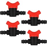 4PCS 3/8&ldquo; ID in Line Hose Barbed Ball Valve Shut-Off Switch with Hose Barb for Aquarium Garden Micro Irrigation