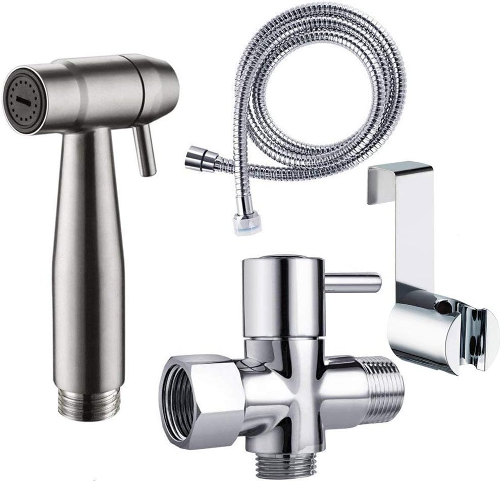 Thumb Free Toilet Shower for Hand Held Bidet Sprayer Attachment-Stainless Steel Baby Cloth Diaper Sprayer-Handheld Shattaf Set for Personal Hygiene by REEGE