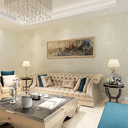 Janew Simple Modern Europe 3d Grid Gold Rimmed Non Woven