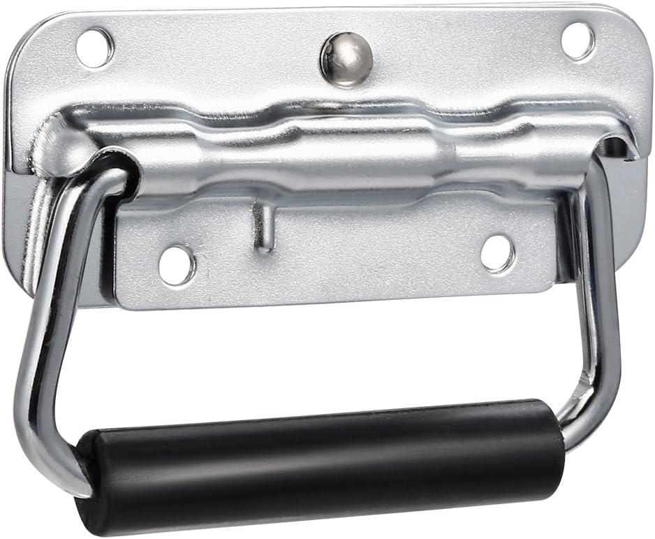 sourcing map 100x40mm Iron Spray-Paint Toolbox Case Ring Pull Handle Silver Tone, 100mmx40mm - Image 4