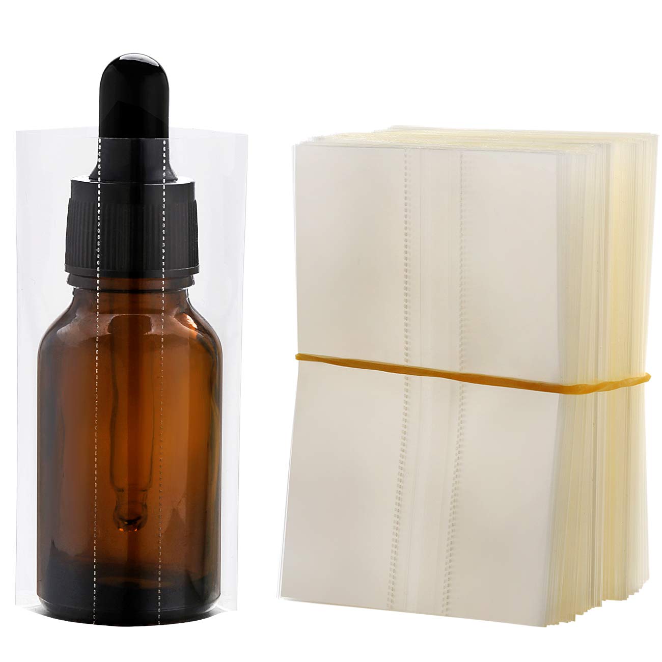 200Pcs Heat Shrink Wrap for Glass Bottles 10ml 15ml 30ml 50ml, Clear Shrink Wrap/Shrink Wrap Film (For 15ml Glass Bottle) — image 1