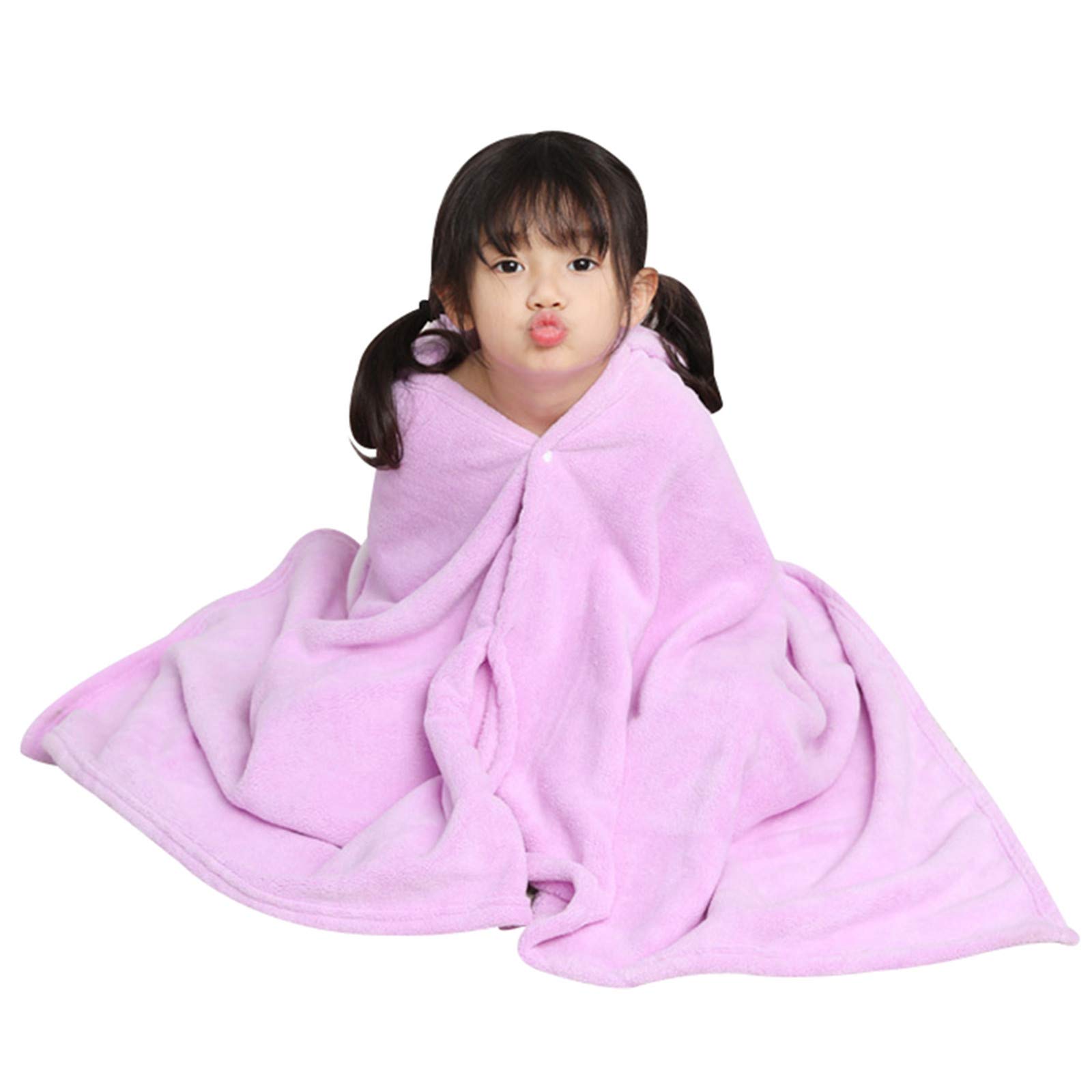 Jamron Flannel Hooded Bath Towel for Kids Cartoon Beach Swimming Poncho Body Wrap Blanket SN07625 Rabbit Purple 140 * 70cm