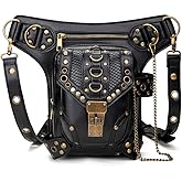 Steampunk Waist Bag Fanny Pack Thigh Holster Purse Gothic Leather Shoulder Crossbody Hiking Chain Messenger Bag