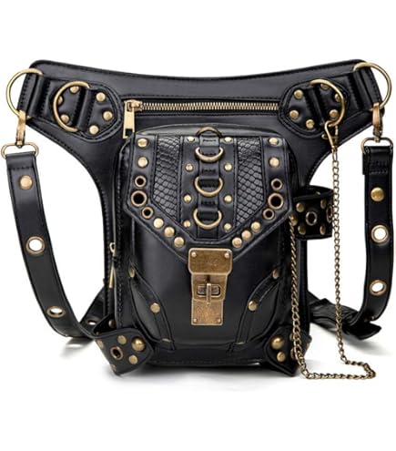 Riñonera Medieval Steampunk de cuero PU para mujer, riñonera de