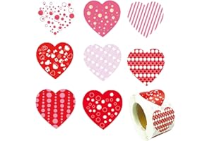 LOPURO Valentine Stickers, 500 Pcs Glitter Heart Stickers Valentine's Love Decorative Stickers Heart Labels Red Heart Sticker for Valentine's Day,Wedding Decorations,Anniversaries (pink dot)