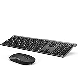 Wireless Keyboard and Mouse, Vssoplor 2.4GHz Rechargeable Compact Quiet Full-Size Keyboard and Mouse Combo with Nano USB Rece