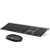 Wireless Keyboard and Mouse, Vssoplor 2.4GHz Rechargeable Compact Quiet Full-Size Keyboard and Mouse Combo with Nano USB Rece