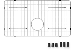 FRSMVATI Stainless Steel Sink Grid and Protectors for Bottom of Kitchen Sink, 26" X 14 1/16" Sink Bottom Grid with Rear Drain for Single Sink Bowl (26" X 14 1/16")