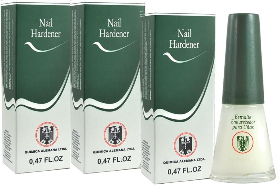 QUIMICA ALEMANA Nail Hardener One of the greatest nail hardeners on the market! Use it daily. - Net wt 0.47 FL oz [Pack 3]