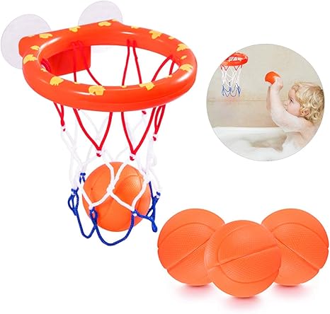 NATUCE Badespielzeug für Babys, Pool Spielzeug Basketballkorb & Bälle