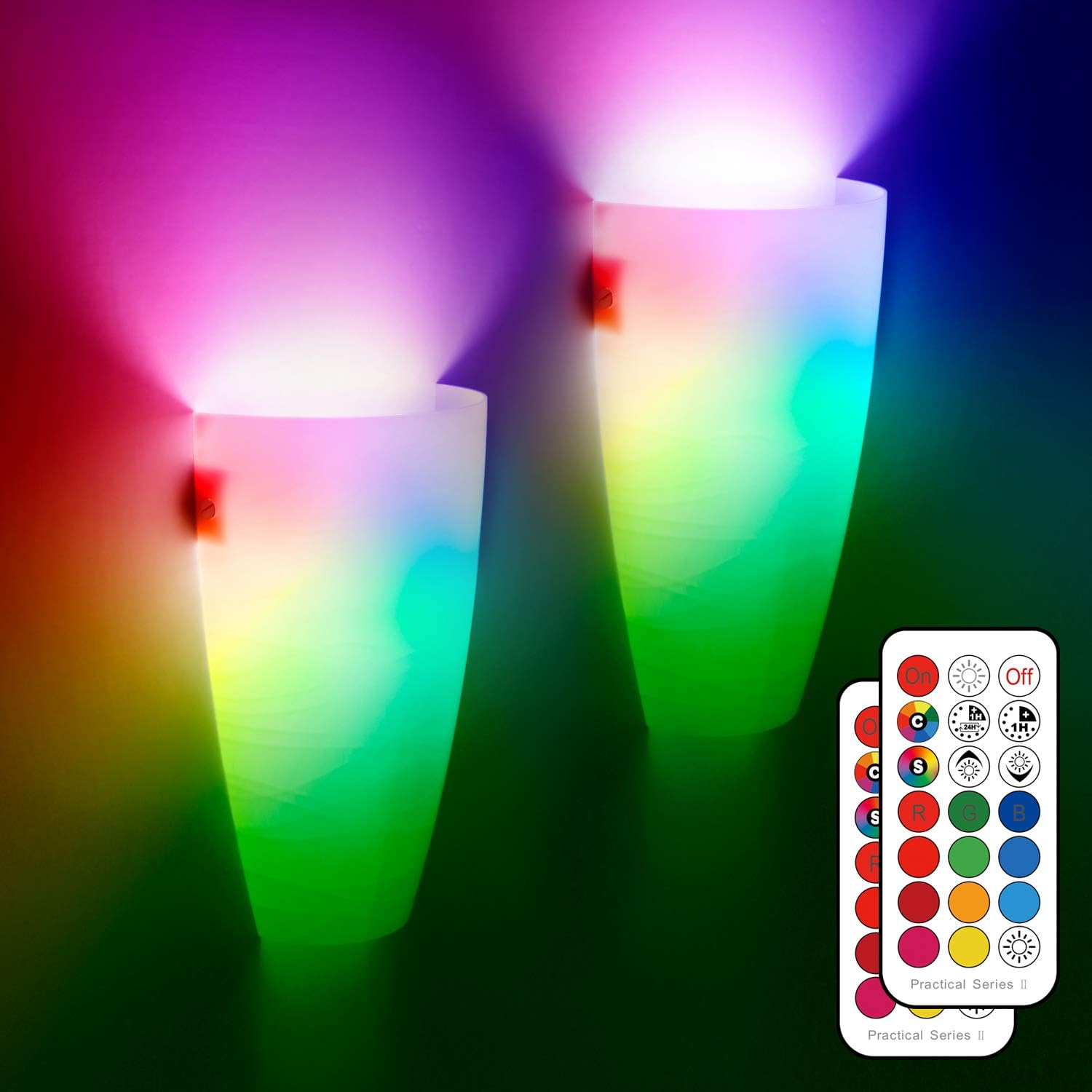 Indoor Led Wall Sconce, 10W 2 Pack Modern Wall Lights Remote Control ...