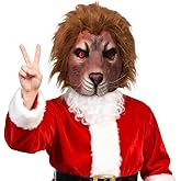 Derlinvine Lion Costume Mask for Adult, Funny Latex Lion Head Masks Role Play for Masquerade Parties 