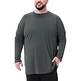 Mens Big and Tall Long Sleeve Swim Shirt Sun Protection UPF 50+ Rash Gard Quick Dry T-Shirt (2XL-8XL)