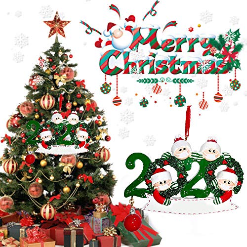 EKUPUZ 2020 Personalized Christmas Hanging Ornaments,with Mask Writable Ornaments Snowman Christmas Decorating Kit Creative Gift DIY Name, Family Ornament Christmas Decorations