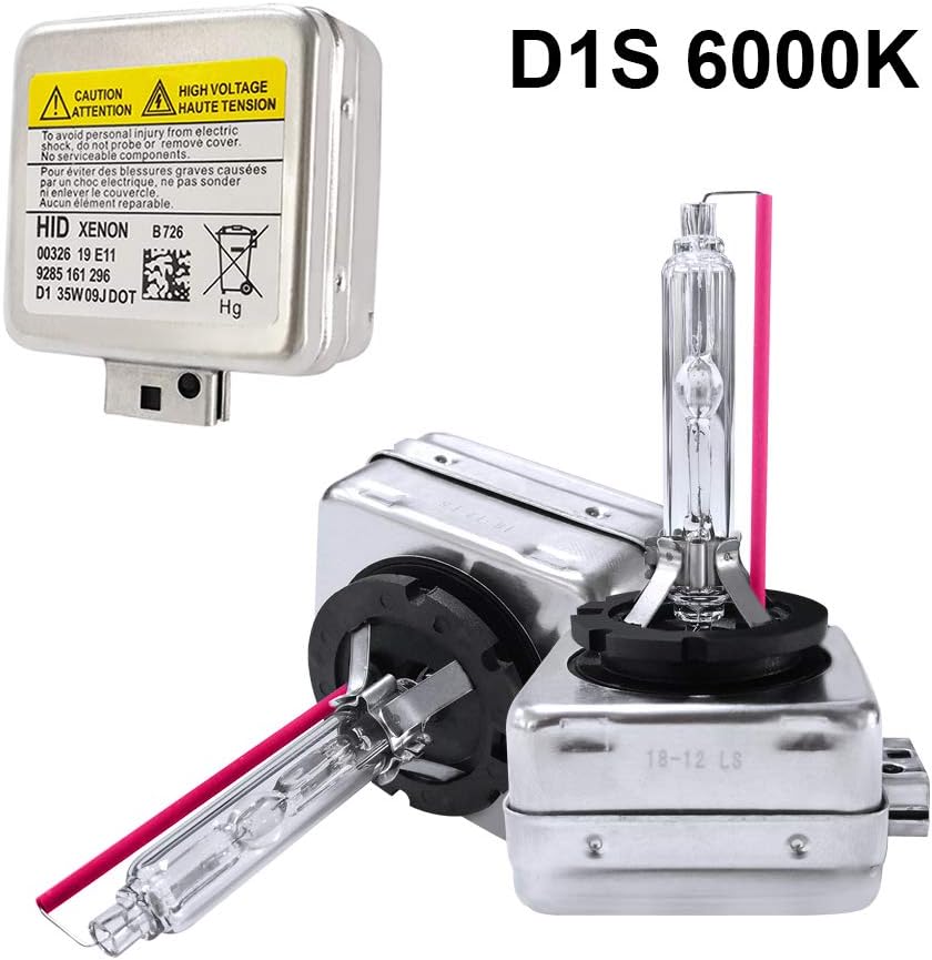 Dinghang D1S 6000K 35W Xenon HID Headlight Replacement Bulbs, High And Low Beam Hid Headlights (2pcs)