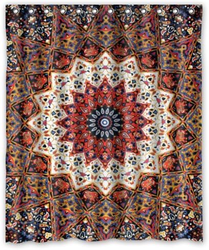 60"(Width)x 72"(Height) Brand New Mandala Hippie Indian Flower 100% Polyester,Shower Curtain