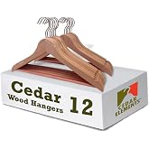 Cedar Elements Aromatic Cedar Adult Hangers for Business Suits Shirts Dresses Sweaters Pant hanging12PK (with Pant bar)
