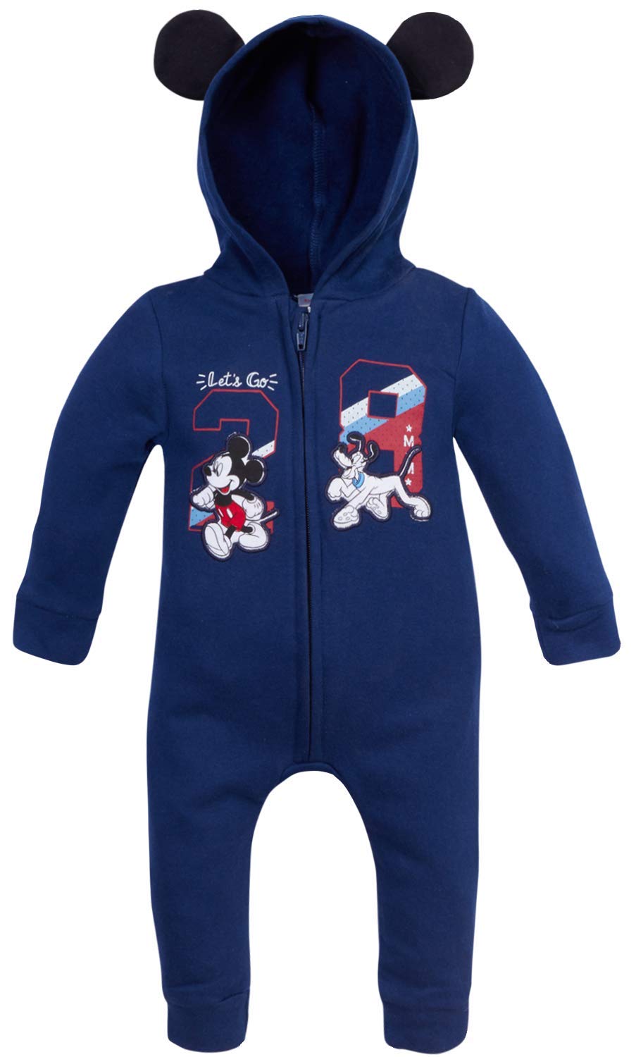 Baby Boys Mickey Mouse One Piece Hooded Footless Romper Jumpsuit (Newborn and Infant)