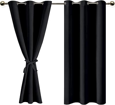 DWCN Blackout Curtains 46x54 2 Panels Eyelet Thermal Insulated Tiebacks