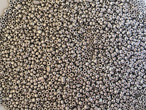 Metallic seed beads solid silver color size:11/0 50 gr / 1.76 oz