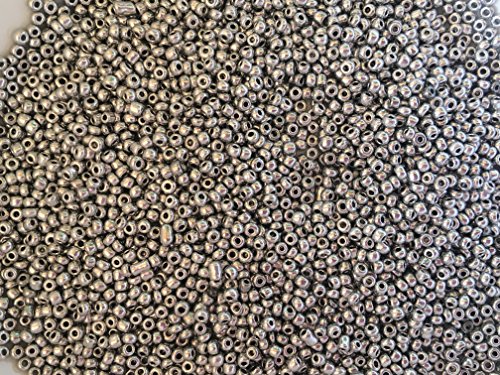 Metallic Seed Beads Solid Silver Color Size:11/0 50 gr / 1.76 oz