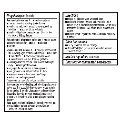 HealthA2Z® Aspirin 325mg, Compare to Bayer® Aspirin 325mg Active