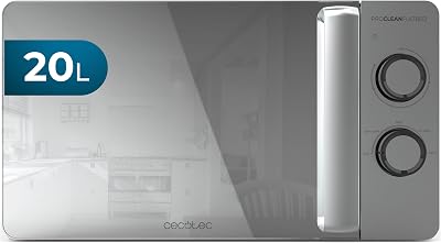 Microondas de 20L Proclean 3060 Flatbed. Mirror Potencia de 700W, Diseño Compacto, Interior Cerámico, Modo descongelación, Temporizador 30 Min, Tecnología 3Dwave, Mirrordoor