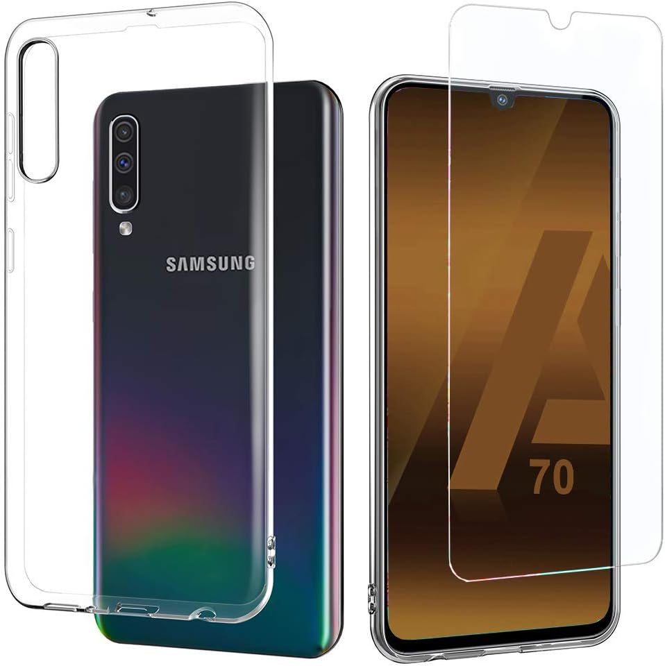 Galaxy A70 / A70s Case, Galaxy A70 / A70s Case Cover [ 2in1 Gel Case + Tempered Glass Screen Protector ] for Samsung Galaxy A70 / A70s (6.7"), [COMBO PACK]