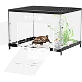 Turtle Basking Platform for 10-13&rdquo; Wide Aquariums 30/45/55 Gallon | Stainless Steel Supports &amp; Mesh, Non-Slip Ramp, Turtle Tank Accessories, Above Aquarium