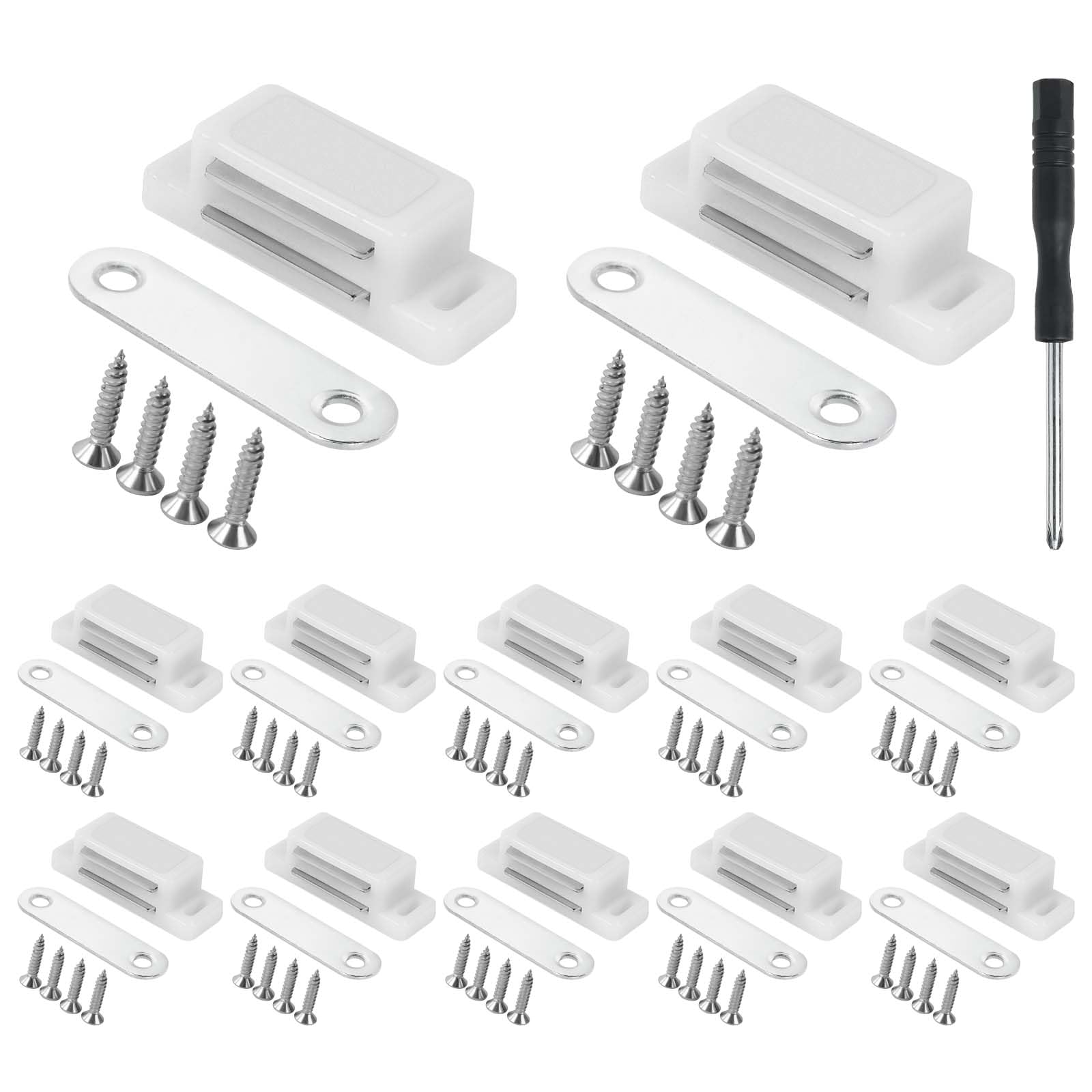 Ainiv Cabinet Door Magnetic Catch, 12PCS High Magnetic Heavy Duty Cabinet Latches with Screws, Strong Door Magnetic Catches for Kitchen Wardrobe Drawer Magnetic Cabinet Door Closure