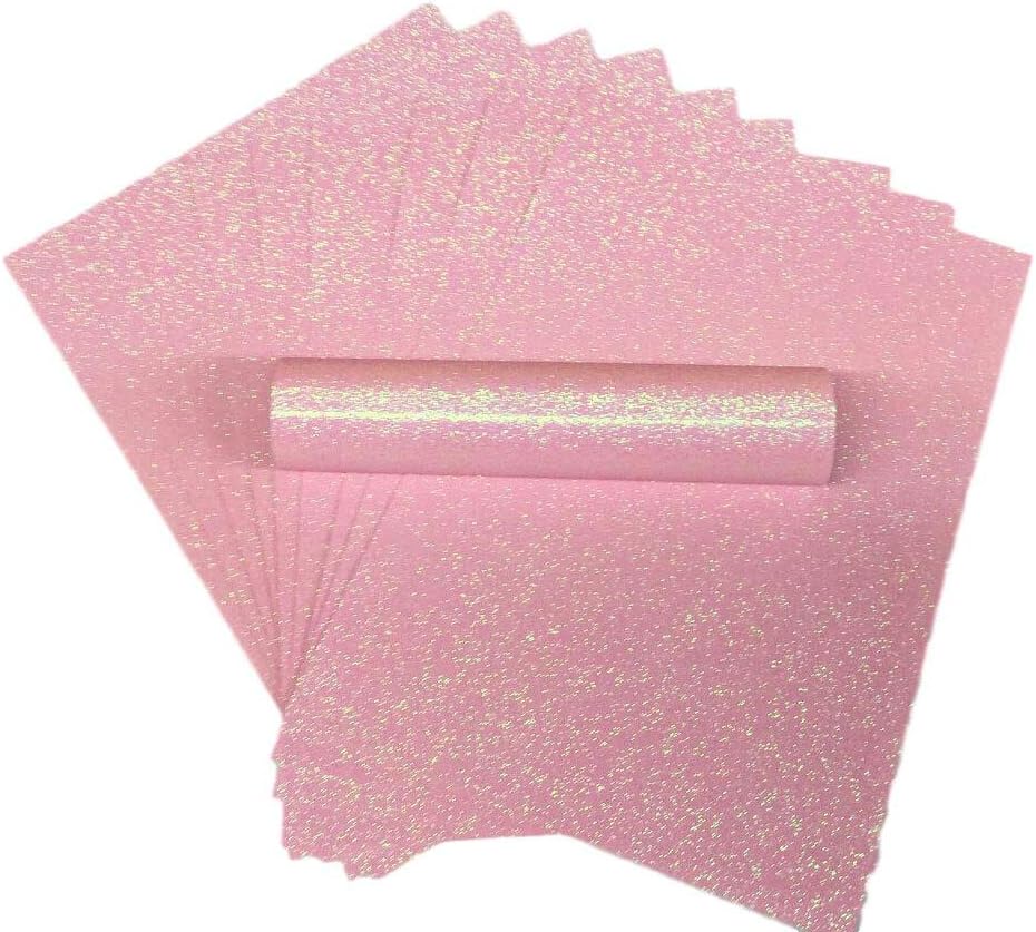 A4 Glitter Paper Sparkly Soft Touch Non Shed Thick 150gsm / 40lb Paper 10 Sheets (Pale Pink Iridescent)