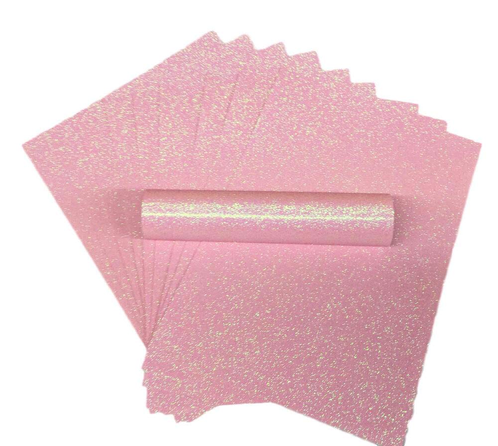 A4 Glitter Paper Sparkly Soft Touch Non Shed Thick 150gsm / 40lb Paper 10 Sheets (Pale Pink Iridescent)
