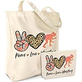 Wrestling Gifts for Women Coach Mom Fans Sports Wrestling Lover Colleague Friend Sister Team Birthday Christmas Friendship 2PCS Cosmetic Bags Canvas Tote Bag Beach Bag with Pocket Makeup Bags