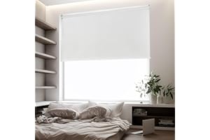 Joydeco 70 Inch Wide Blinds 100% Blackout for Windows,White Waterproof Shades Classic Thermal Insulated UV Protection Roller for Home Office Living Room