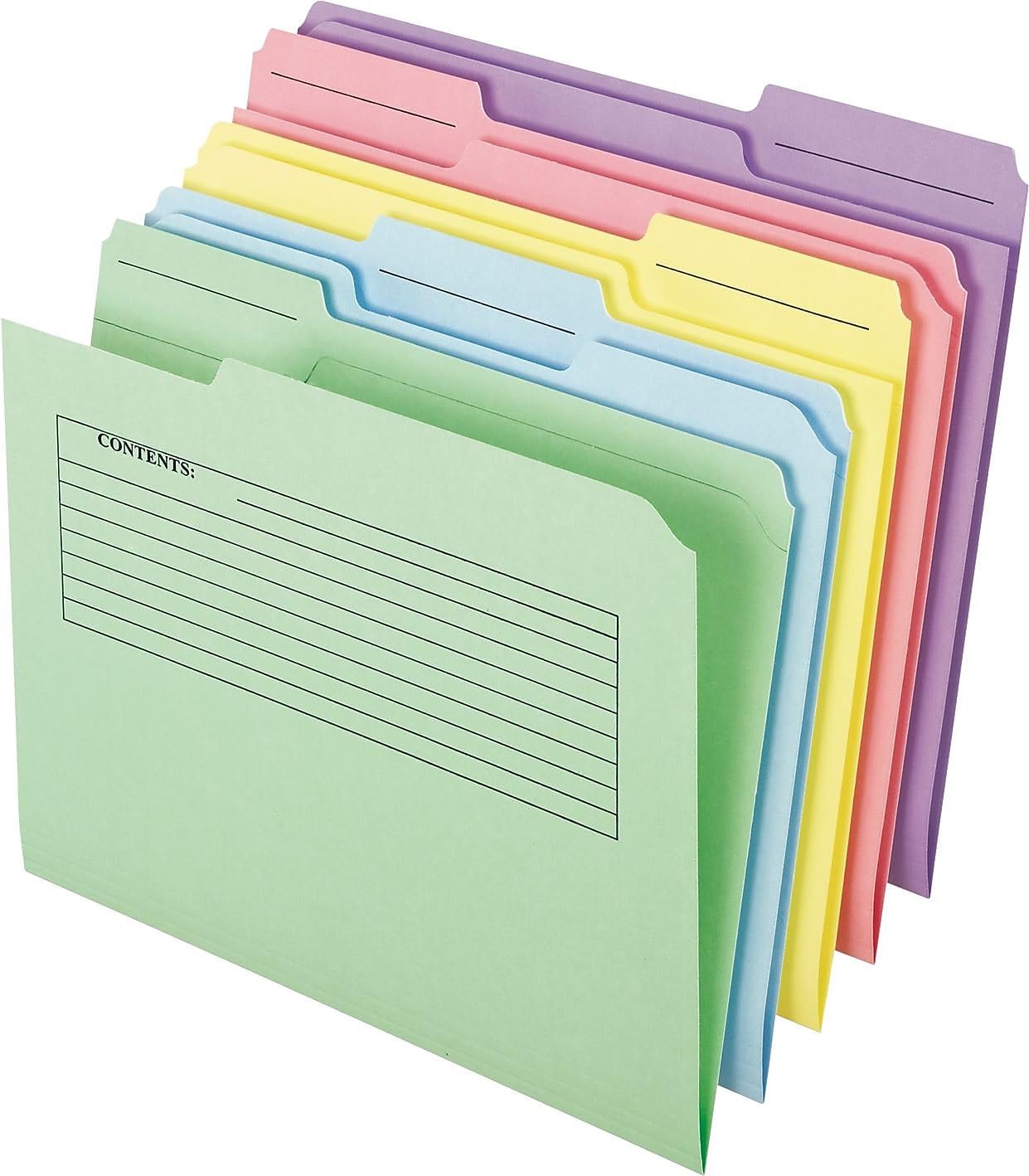 Pendaflex Printed Notes File Folders, 1/3 Cut, Top Tab, Letter Size, Assorted Colors, 30 per Pack (45269), Light Blue;light Green;light Red;light Yellow;light Violet