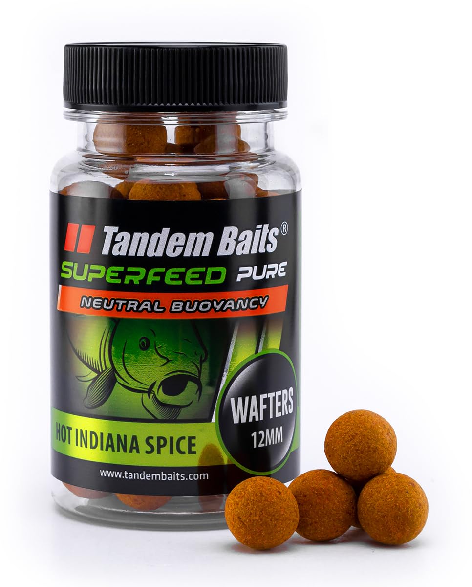 Tandem Baits SuperFeed Pure Wafters Hot Indiana Spice | Carp Fishing Hookbaits | Wafters Fishing Bait | Carp Fishing Bait | Carp Bait | Carp Fishing Accessories for Monster Fish 12mm 30g