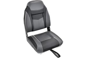 GYMAX Boat Seats, Folding High Back Boat Seats with Stainless Steel Screw Included, Fold-Down Boat Captain Chairs for Fishing