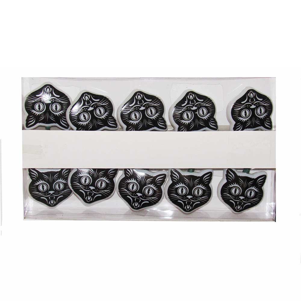 Photo 1 of Kurt Adler HW1724 10-Light Orange Flicker LED Black Cat Light Set