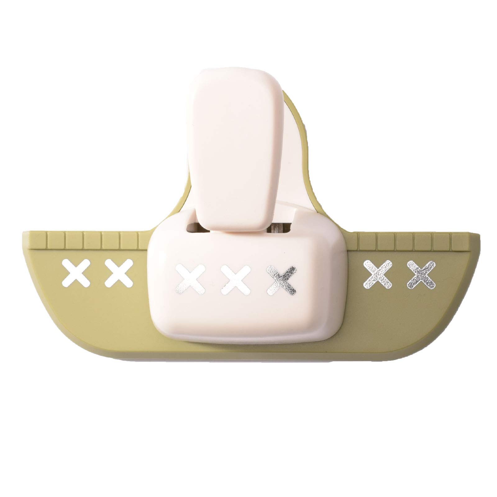 Vaessen Creative Border Punch - Cross Stitches - 9,6 x 4,5 cm - Circle Punch for Card Making and Crafting, White