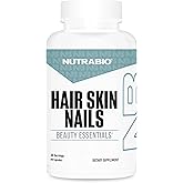 NutraBio Hair Skin Nails Vitamins | Enhanced Collagen Support | Skin Hydration | Hair Growth Vitamins for Women with Biotin, Keratin, Hyaluronic Acid & More - 90 Capsules