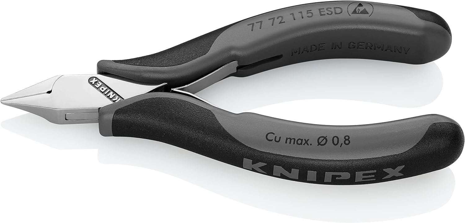 KNIPEX Electronics Diagonal Cutters ESD with Box Joint with Multi-Component Handles 115 mm, 77 72 115 ESD