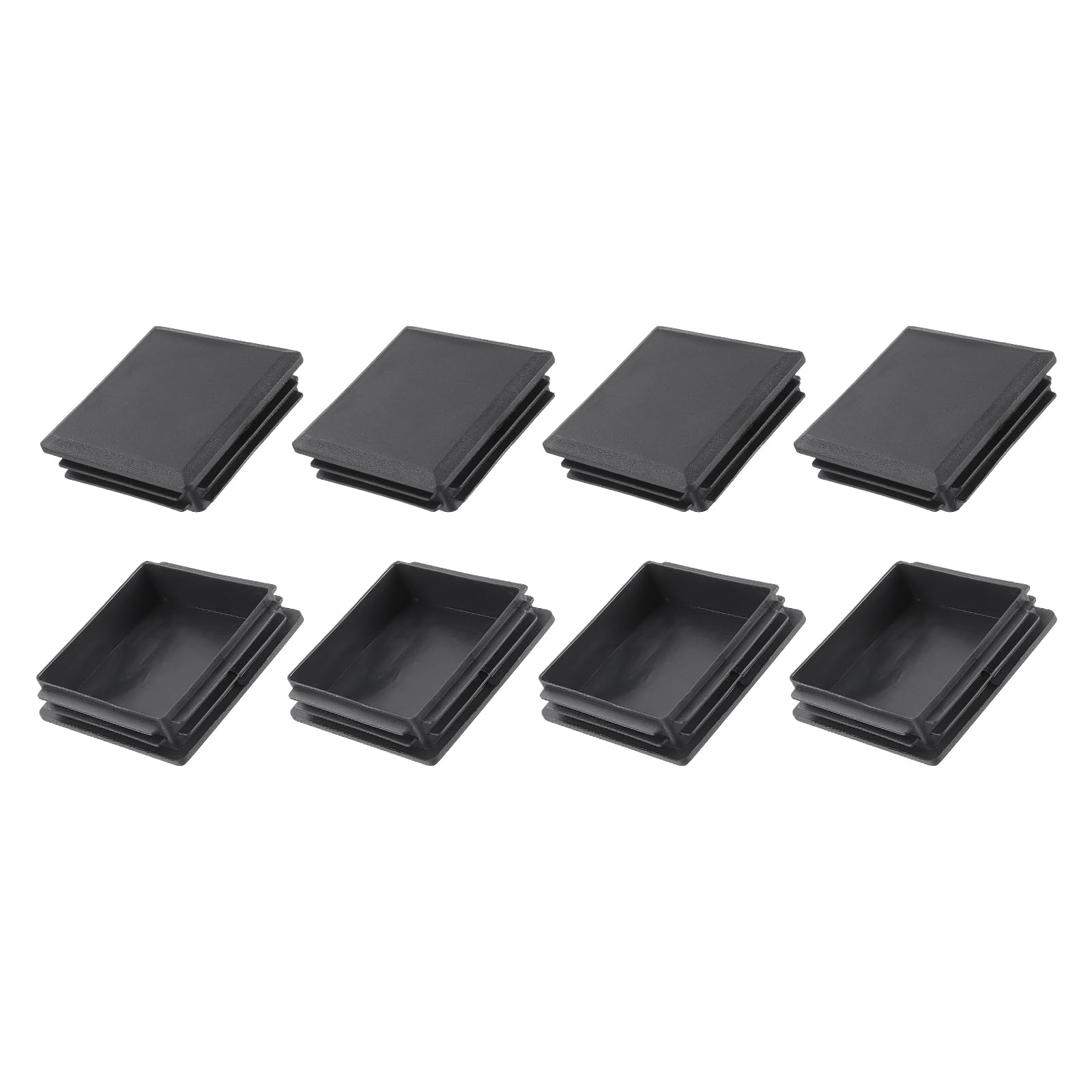 METALLIXITY Square Tube End Cap(80 x 80mm) 8Pcs, Plastic Plugs Insert End Caps Pipe Cap Cover Threaded End Blanking Caps Protector - for Square Tube Fence Furniture Table Chair Legs, Black