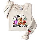 Personalized Happy Hallothanksmas Shirt, Funny for Women, Gift for Halloween, Thanksgiving, Christmas