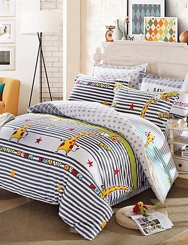 QJBY Markdown Sale Giraffe Bedding Set Funny Deer Striped Bed Linen for Living Room parure de lit adulte Bedding 4Pcs Queen , queen