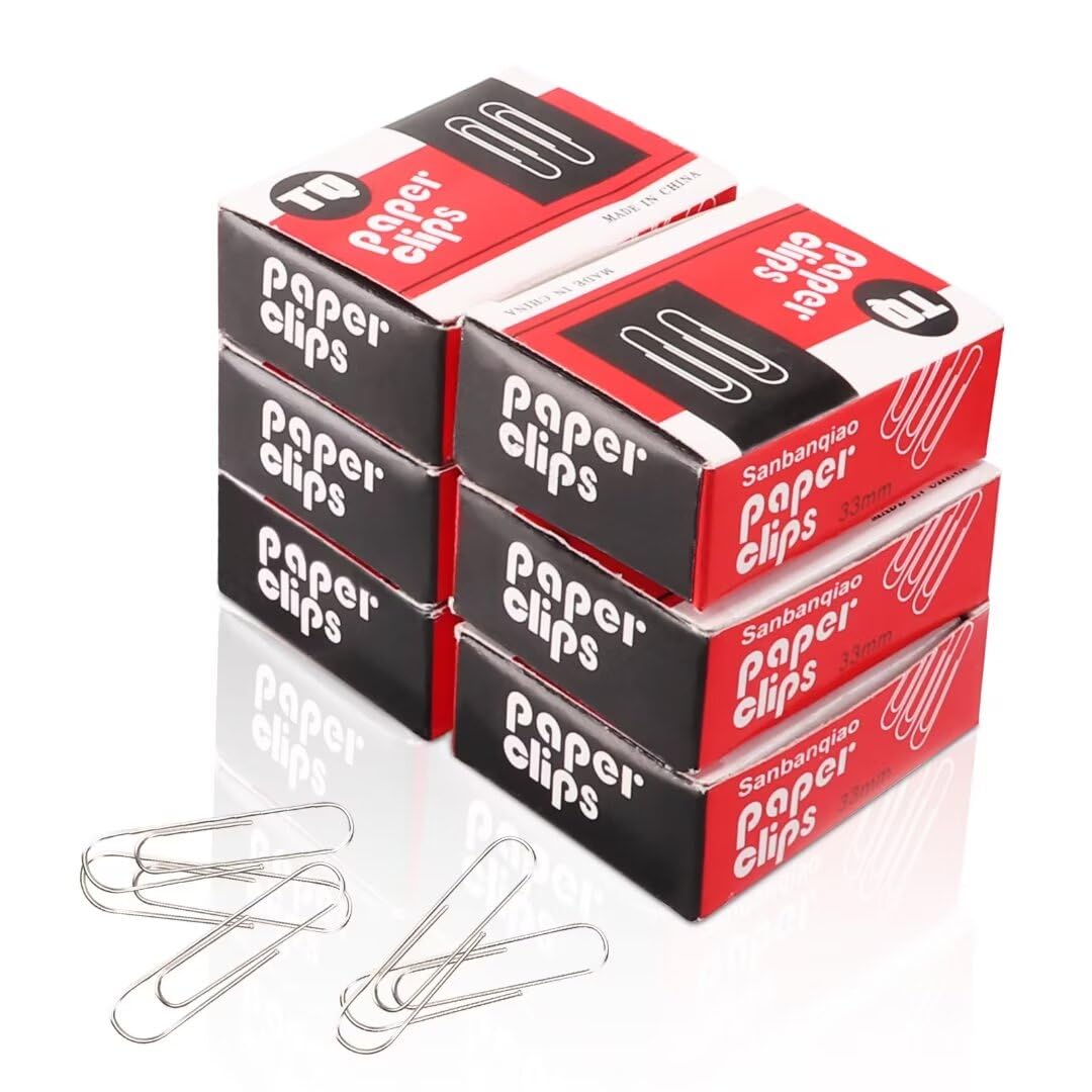 OOTDAY Paper Clips 33 mm, Paper Clips Fancy Pack of 600, Medium Size Metal Paper Clips, Paper Clips,Paper Clips,Office Paper Clips,Perfect for Home, School, DIY