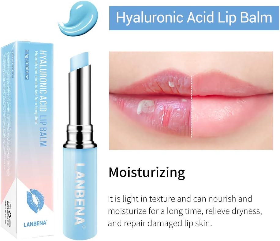 LANBENA Hyaluronic Acid Lip Balm Moisturizing Lips Reduce Fine Lines Relieve Dryness Long-Lasting Protection Nourishing Lip Care : Beauty
