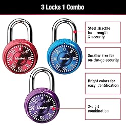 Master Lock Padlock, Mini Dial Combination Lock for