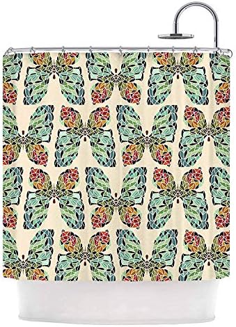 Flaun Art Love Passion Butterfly Pattern Green Red Shower Curtain,