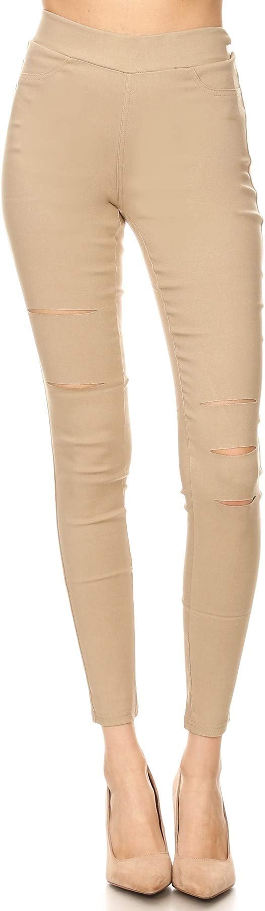 Jvini Women's Pull-On Ripped Distressed Stretch Legging Pants Denim Jean Reg-Plus Size